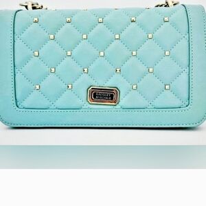 Badgley Mischka Blue Quilted Crossbody Bag, Vegan Leather, 10×6×3.5, NWT